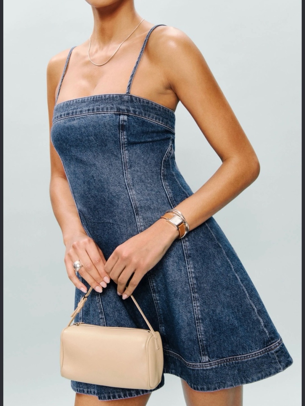 Reformation Elma Denim Mini Dress in Monterey size 0 NWT